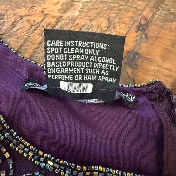 Embelished Gold and Purple Formal Dress - Picture 4 of 5